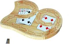 Wood Expressions Cribbage Small 29-Shaped Solid Wood 2 Track Board with Metal Pegs